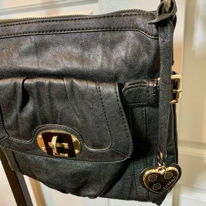 Beautiful Gussaci black crossbody bag with with gold trimming (3=20%less)